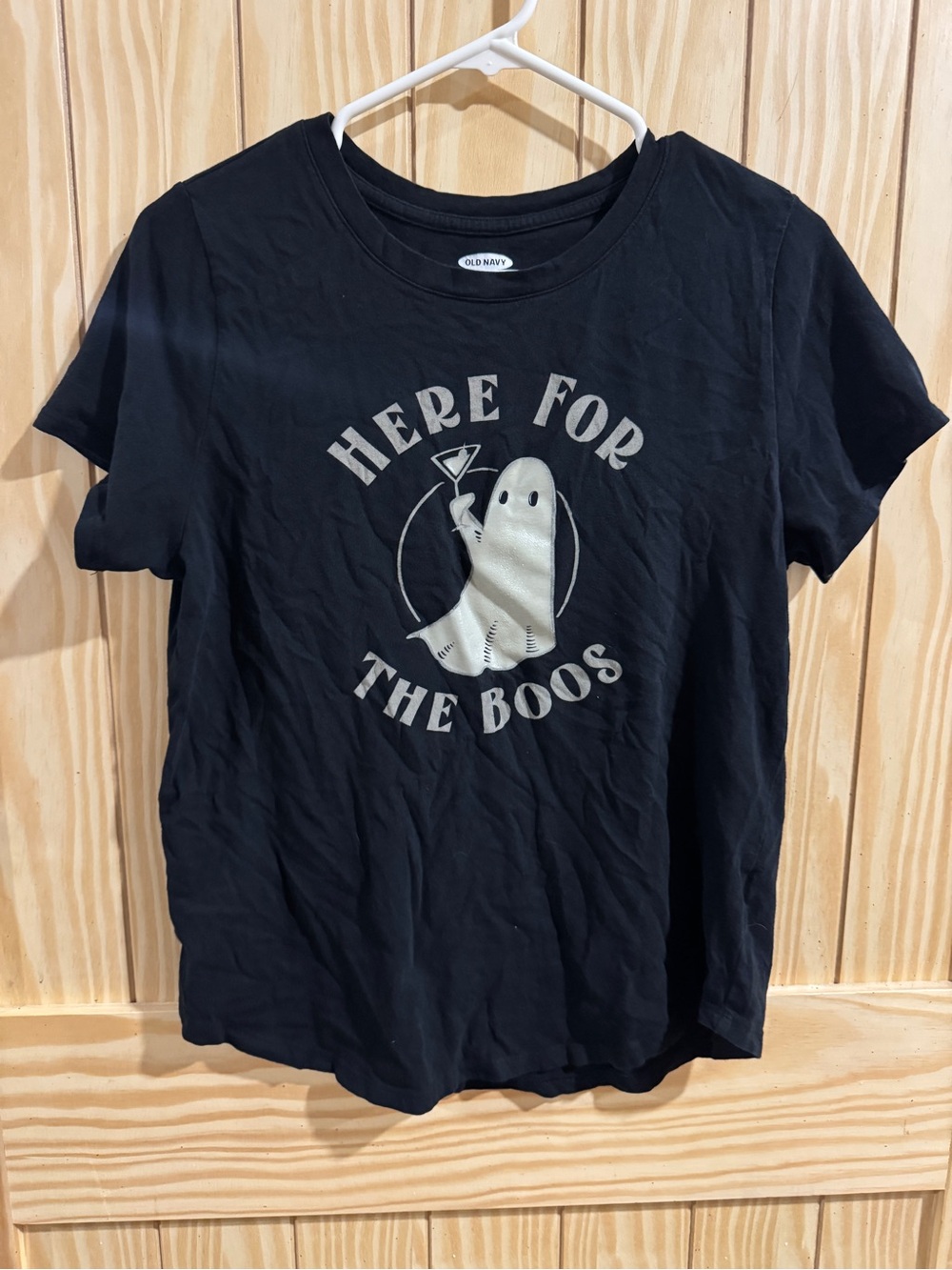 Women’s Fit “here for the boos” Graphic Tshirt with Glow in the dark Ghost!!